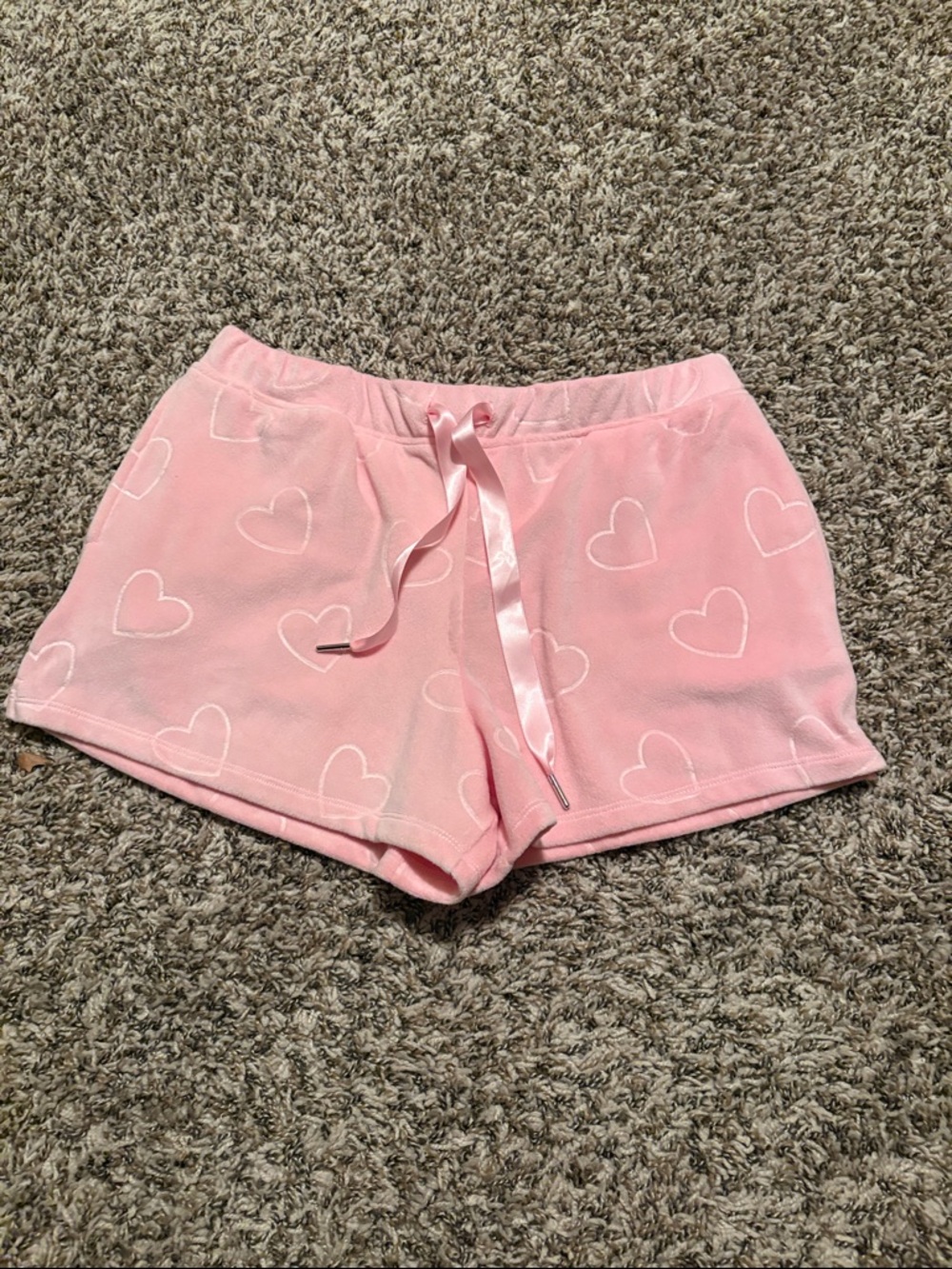 Pink Heart Print Lounge Shorts ladies size medium 8/10
